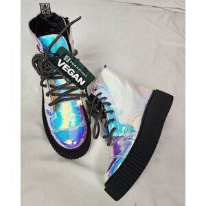 TUK Footwear Women's Sz. 6 Iridescent Mondo Combat Boots NWT